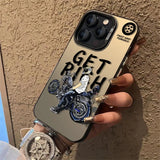 Trendy Motorcycle Frosted Colored Anti-drop Phone Case for iPhone 15 Series