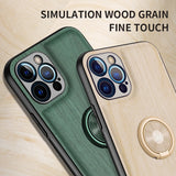 Wood Grain Leather Splicing Case For iPhone 12 11 XS Series