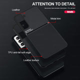 Car Magnetic Holder Leather Texture IQS Desing Case for Samsung Galaxy S21 Series