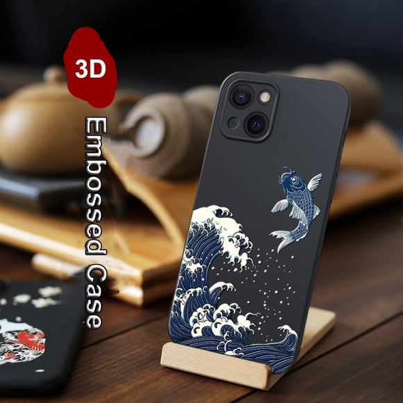 3D Relief Embossed Matte Soft Case for iPhone 13