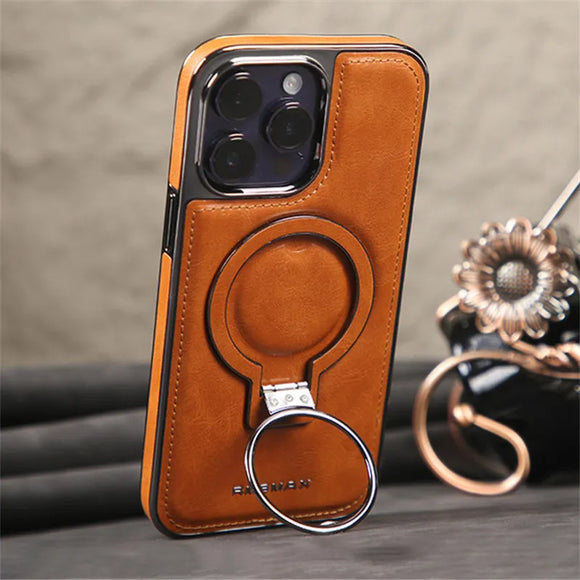Business PU Leather Case With Invisible Bracket Fold Stand Holder For iPhone 14 13 12 Series