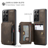 Zipper Wallet Card Cover Flip Leather Case For Samsung Galaxy S22 S21 S20 Note 20 Series