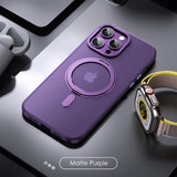 Luxury Magnetic Stand 360° Rotation Ring Holder Transparent Matte Case For iPhone 15 14 13 12 Series