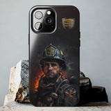 Firefighter "Running into danger to save lives" Tough Phone Case for iPhone 15 14 13 12 Series