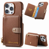 New Zipper Leather Wallet with Card Holder Phone Case for iPhone 15 14 13 Series