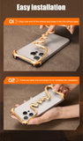 Luxury Art Frameless Aluminum Alloy Metal Phone Case For iPhone 16 15 14 Series