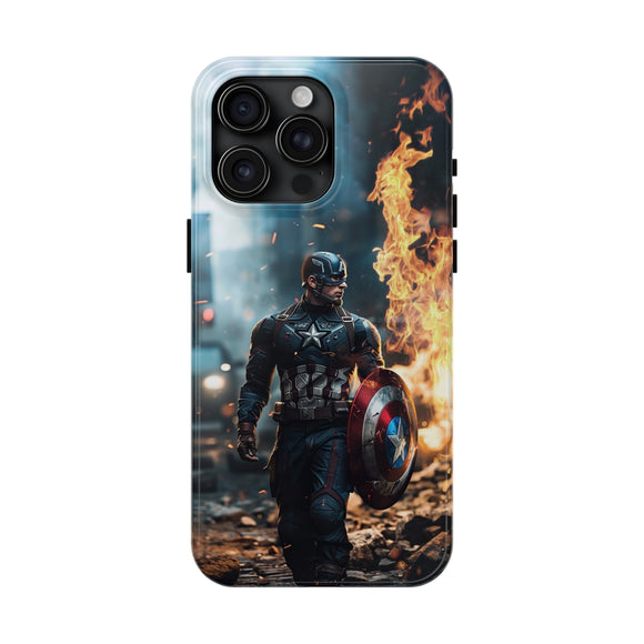 Captain America With Shield High Quality Tough Phone Case for iPhone 15 14 13 12 Series