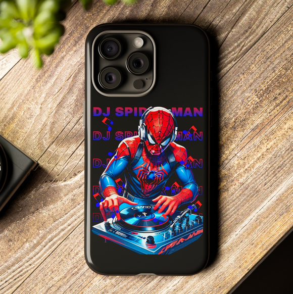 Funny DJ Spider Man Tough Phone Case for iPhone 15 14 13 12 Series