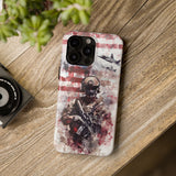 Military Personnel With Gun Tough Phone Case for iPhone 15 14 13 12 Series