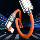 120W Super Fast Charging Type C to Type C  & USB to Type C 180° Degree Machinist Data Cable