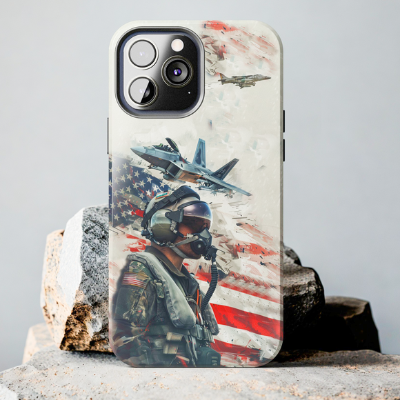 US Fighter Pilot High Quality Tough Phone Case for iPhone 15 14 13 12 Series