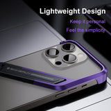 S-shaped Aluminum Alloy Hidden Stand Rimless Case For iPhone 16 15 14 Series