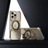 360° Stand Metal Aluminum Alloy Frameless Phone Case For iPhone 16 15 Series