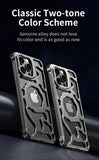 2024 Luxury Heat Dissipation Metal Magnetic Lens Ring Stand Frameless Phone Case for iPhone 15 14 13 Series