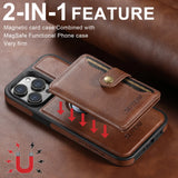 New Detachable Leather 2 in 1 Magnetic Magsafe Card Holder Phone Case For iPhone 15 14 13 12 Series