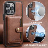 New Detachable Leather 2 in 1 Magnetic Magsafe Card Holder Phone Case For iPhone 15 14 13 12 Series