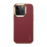 Luxury Leather Electroplated Camera Bumper Shockproof Case For iPhone 15 Series