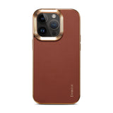 Luxury Leather Electroplated Camera Bumper Shockproof Case For iPhone 15 Series