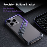 S-shaped Aluminum Alloy Hidden Stand Rimless Case For iPhone 16 15 14 Series