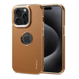 2024 High-End Leather With Metal Camera Protection Case For iPhone 15 14 13 12 Series