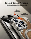 Luxury Walnut Wood 360° Rotating Ring Stand Magnetic Phone Case for iPhone 15 14 Series