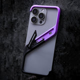 S-shaped Aluminum Alloy Hidden Stand Rimless Case For iPhone 16 15 14 Series