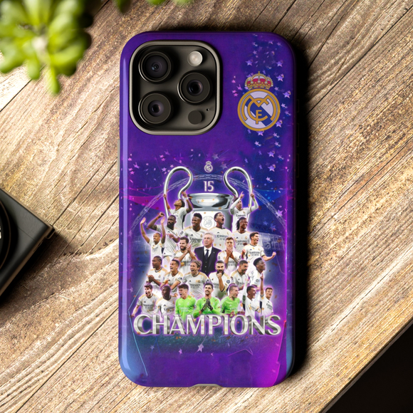 Real Madrid Wins 15th European Cup Luxury Tough Phone Case for iPhone 15 14 13 12 Series