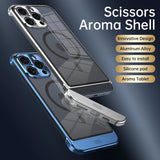 Transparent Aluminum Alloy Aromatherapy Magnetic Phone Case For iPhone 16 15 14 13 Series