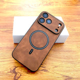 Luxury Faux Leather Retra Magsafe Wireless Charge Full Cover Case For iPhone 17 16 15 14 13 Series