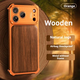 Military-Grade Wooden Shockproof Magsafe Frameless Wireless Charging Case for iPhone 17 Series