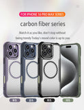 Brushed Carbon Fibre Full Lens Protect Magsafe Case For iphone 16 Series