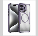 Brushed Carbon Fibre Full Lens Protect Magsafe Case For iphone 16 Series