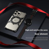 360° Stand Metal Aluminum Alloy Frameless Phone Case For iPhone 16 15 Series