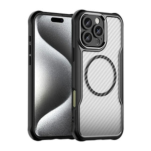 Brushed Carbon Fibre Full Lens Protect Magsafe Case For iphone 16 Series