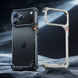9-Shaped Metal Frameless Shockproof Phone Case with Stand Magsafe Minimalist Bumper for iPhone 17 Series