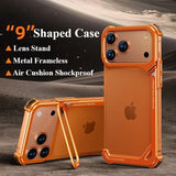 9-Shaped Metal Frameless Shockproof Phone Case with Stand Magsafe Minimalist Bumper for iPhone 17 Series
