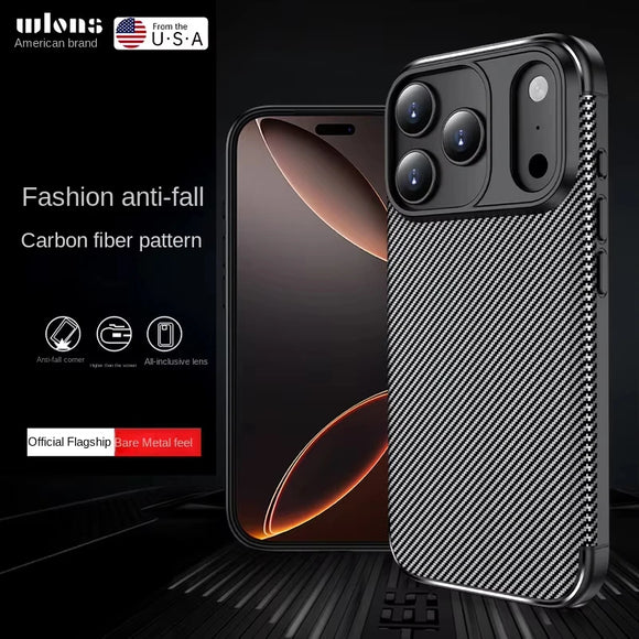 Luxury Carbon Fiber Pattern Fashionable Anti-Fall Sensation Protective Cover For iphone 17 16 Series