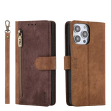 2025 RFID Zipper Wallet Flip Leather Cards Solt Case for iPhone 16 15 14 Series