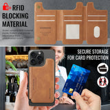 Magnetic Card Pocket Leather Phone Stand Holder for iPhone 17 Series