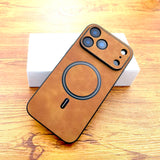 Luxury Faux Leather Retra Magsafe Wireless Charge Full Cover Case For iPhone 17 16 15 14 13 Series