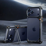 9-Shaped Metal Frameless Shockproof Phone Case with Stand Magsafe Minimalist Bumper for iPhone 17 Series