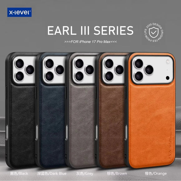 Luxury Business Plain Leather Anti-drop Non-slip Slim Case for iPhone 17 16 Series