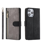 2025 RFID Zipper Wallet Flip Leather Cards Solt Case for iPhone 16 15 14 Series