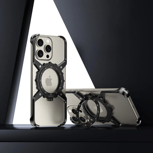 360° Stand Metal Aluminum Alloy Frameless Phone Case For iPhone 16 15 Series