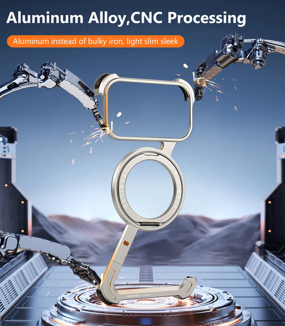 Z-Shape with 360° Rotatable Stand Wireless Charging Protective Bumper Metal Phone Case for iPhone 17 Series