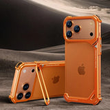 9-Shaped Metal Frameless Shockproof Phone Case with Stand Magsafe Minimalist Bumper for iPhone 17 Series