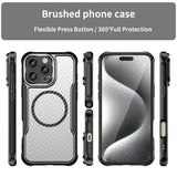 Brushed Carbon Fibre Full Lens Protect Magsafe Case For iphone 16 Series