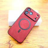Luxury Faux Leather Retra Magsafe Wireless Charge Full Cover Case For iPhone 17 16 15 14 13 Series