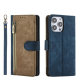 2025 RFID Zipper Wallet Flip Leather Cards Solt Case for iPhone 16 15 14 Series
