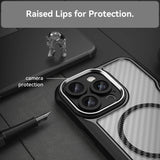 Brushed Carbon Fibre Full Lens Protect Magsafe Case For iphone 16 Series